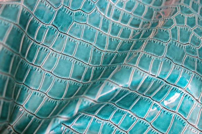 Turquoise crocodile skin leather for bag